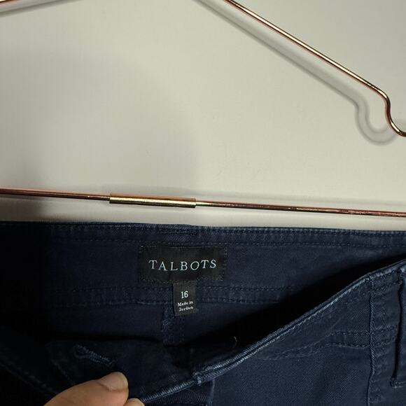 Talbots Womens Chino Cargo Pants 16 Navy Straight Leg Ankle Pockets Utility - Picture 5 of 8